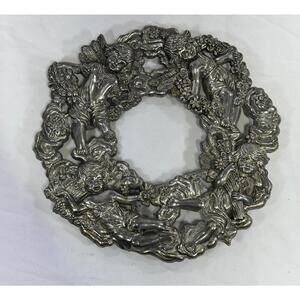 Vintage silver christmas Wall Hanging with Cherub Design
